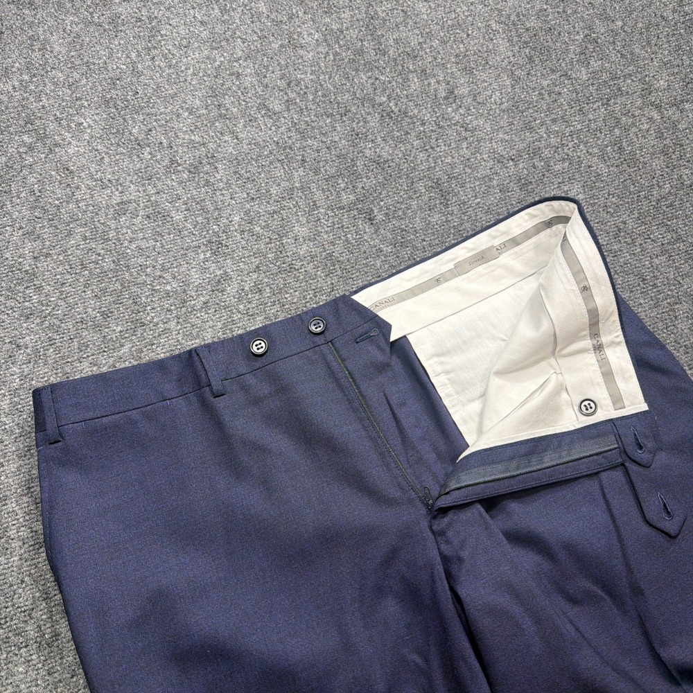 CANALI Wool Dress Pants Mens 38 Dark Blue Straight Leg Suit Separate 38x32 New!
